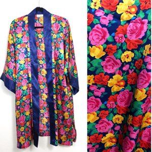 Victoria's Secret Vintage Satin Robe Floral Kimono